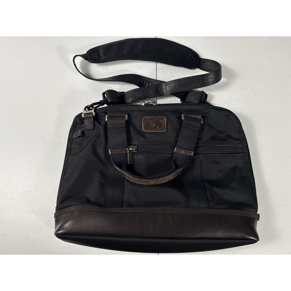 Tumi Alpha Bravo Briefcase Black Ballistic Nylon Leather Trim Laptop Bag